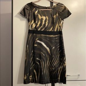TAHARI Cap Sleeve Tiger Print Silky Petite Dress